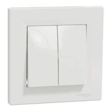 ДВОКЛАВІШНИЙ КНОПКОВИЙ ВИМИКАЧ, САМОЗАЖИМНИЙ, БІЛИЙ ASFORA