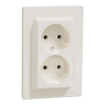 РОЗЕТКА ПОДВІЙНА БЕЗ ЗАЗЕМЛЕННЯ КРЕМОВА ASFORA