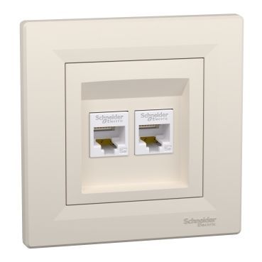 РОЗЕТКА КОМП'ЮТЕРНА RJ45 UTP КАТ. 5Е ПОДВІЙНА КРЕМ ASFORA